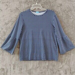 J McLaughlin Catalina Cloth Gingham Flare Sleeve Top Women's Large Careerwear